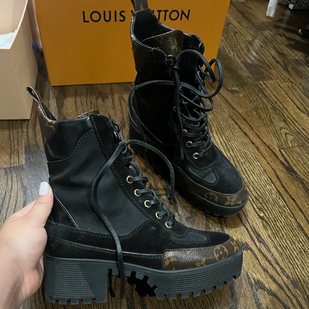 Louis Vuitton suede calfskin boots